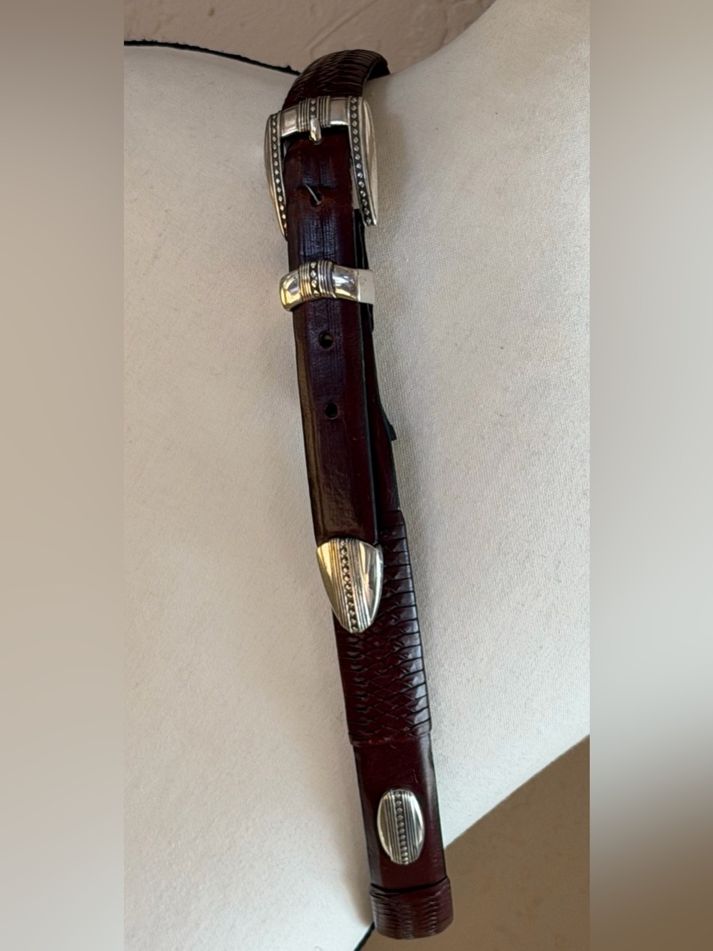 Vintage Brighton Leather & Silver Plated Taper Belt